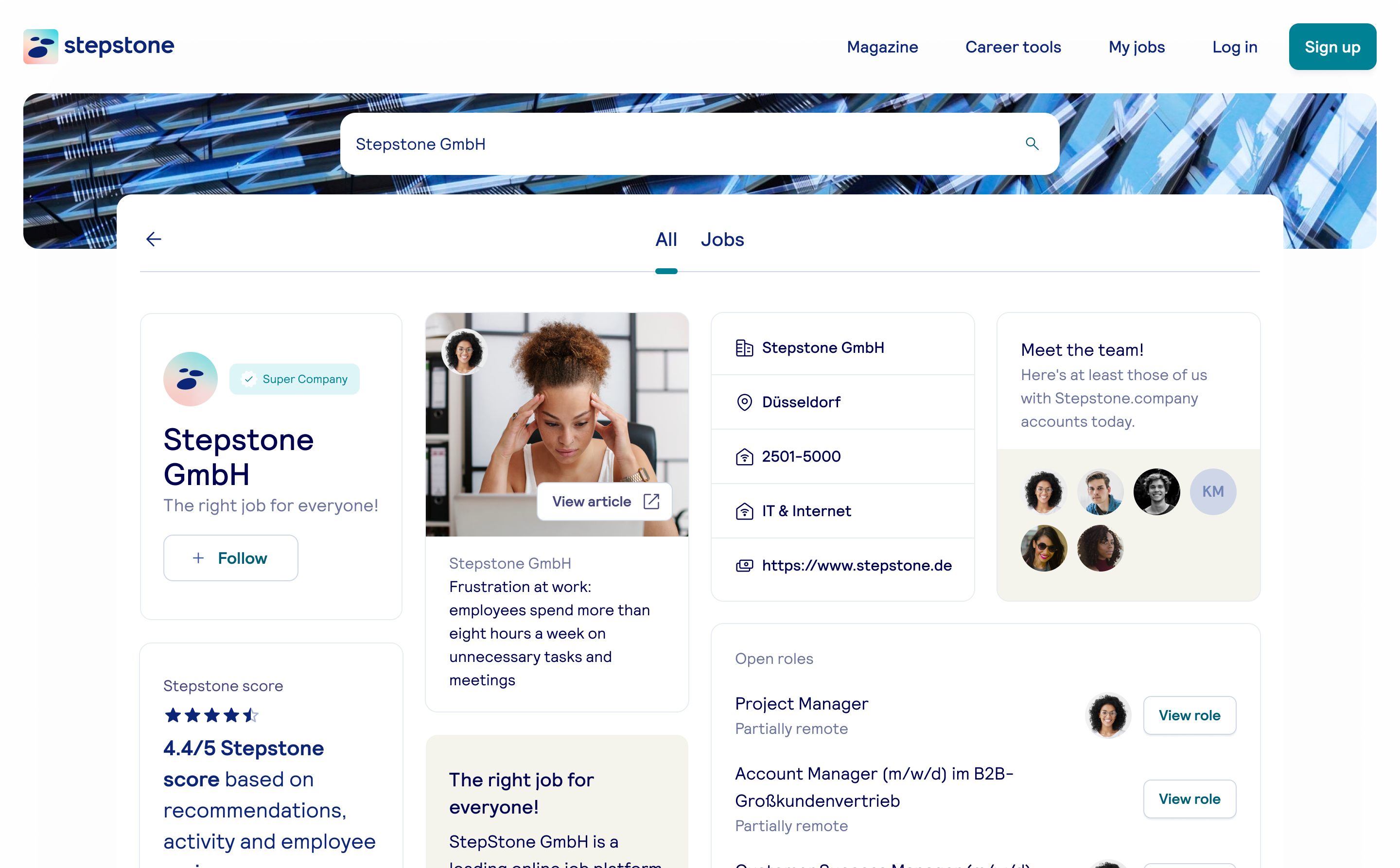 Company Match Pro concept — Stepstone GmbH company overview